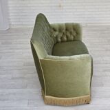 1960s, Danish 2-seater sofa, light green furniture velour, ash wood.