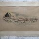 Dessin crayon et pastel xix papier : femme nue allongée sur un drap, signé adam (hugo ?), beaux arts