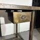 Vintage industrial workshop desk in patinated metal - brass drawer