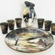 Ensemble 1950 plateau carafe & verres vintage ceramique monaco monacera 50s