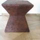 Side table - woven rattan - colonial style - vintage hourglass shape