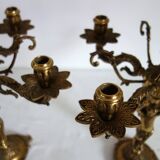 Pair of cherub candlesticks in gilded bronze early 20th century