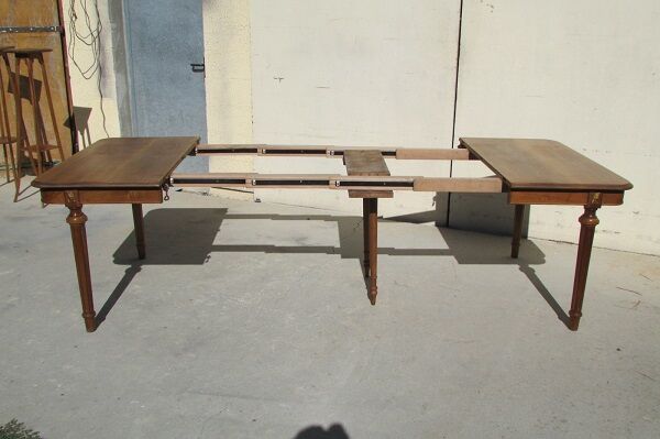Art Deco square table in solid walnut, 14 people