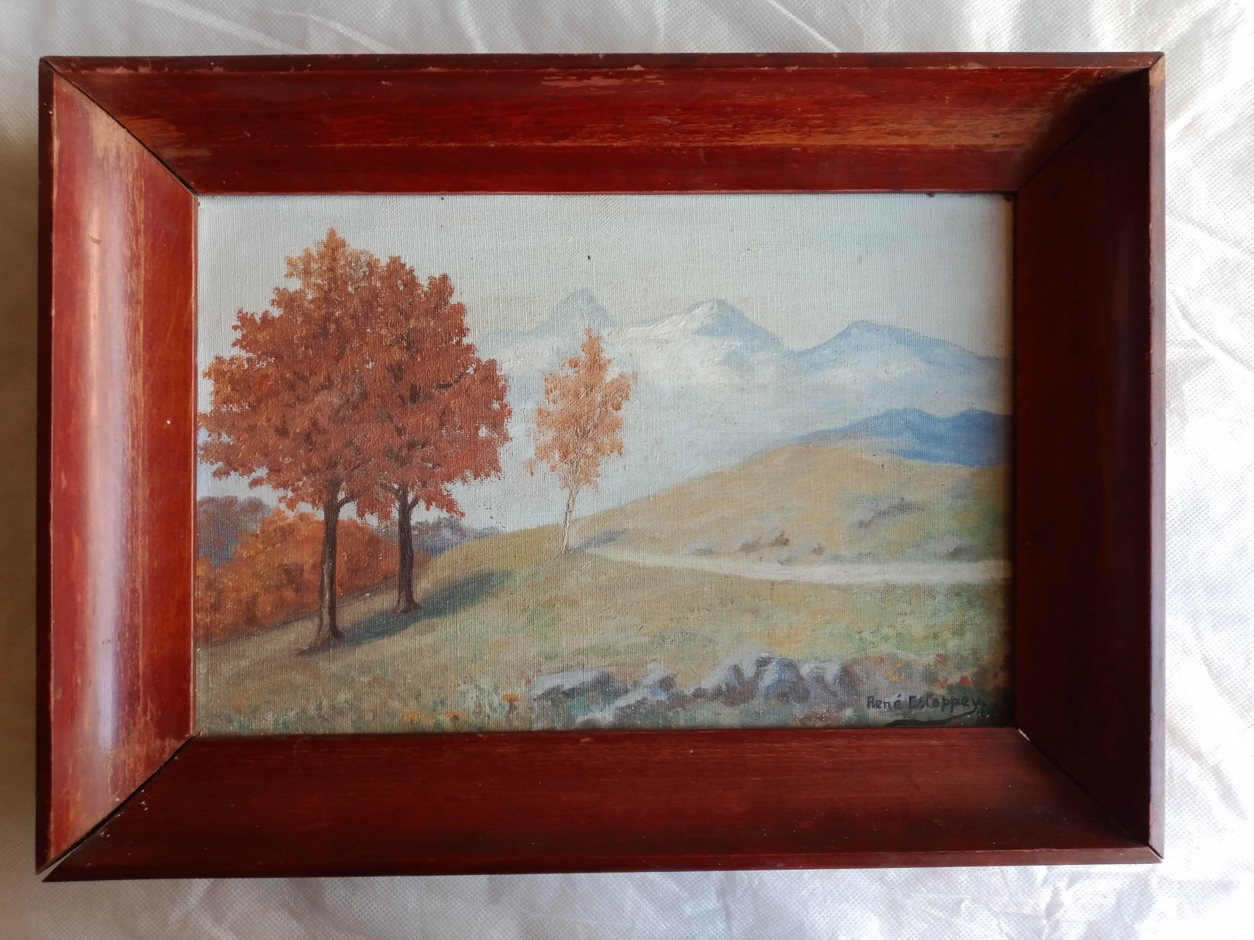 oil on canvas painting dated mountain landscape signed