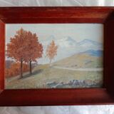 oil on canvas painting dated mountain landscape signed