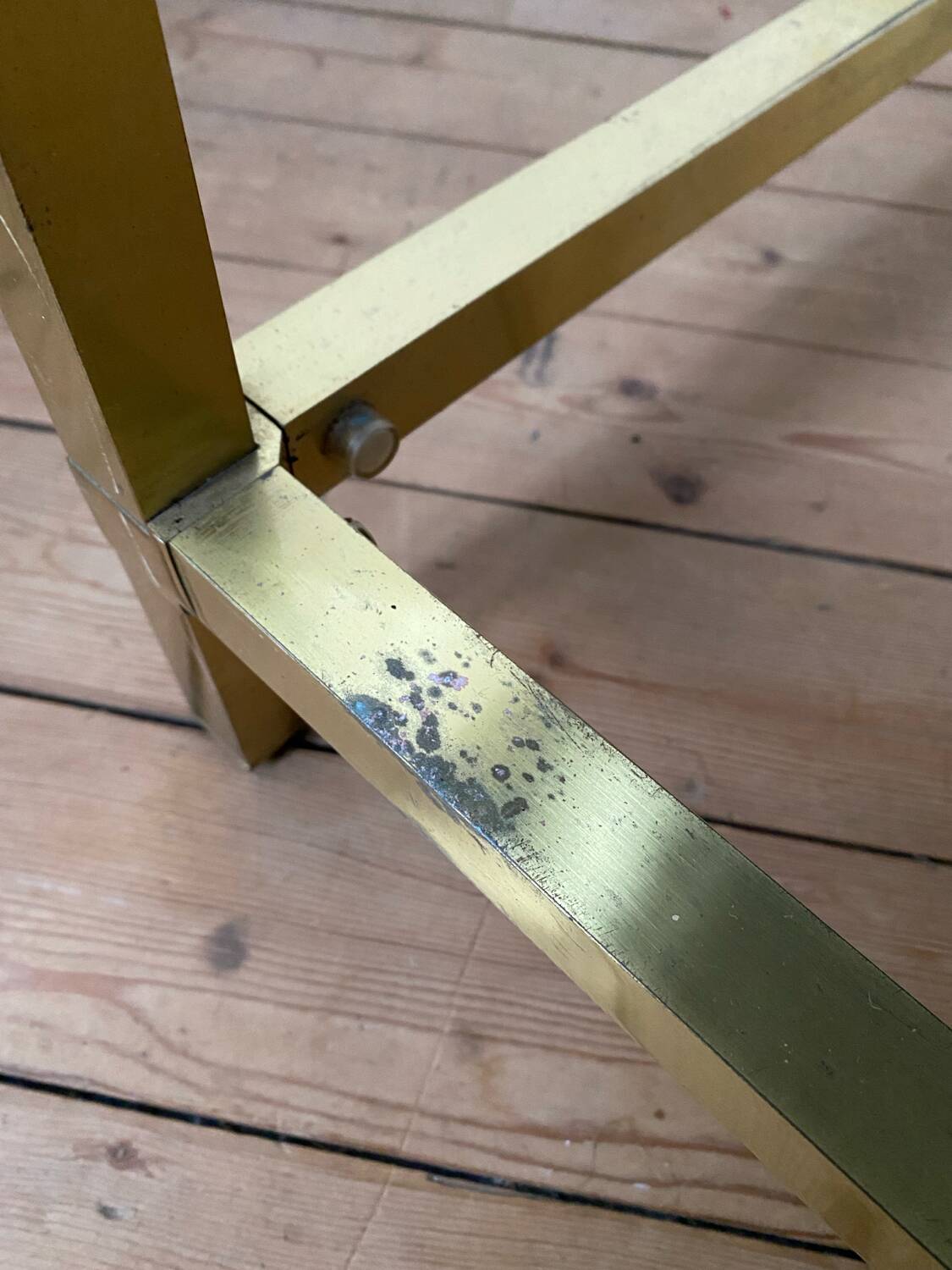 Vintage square brass and smoked glass coffee table