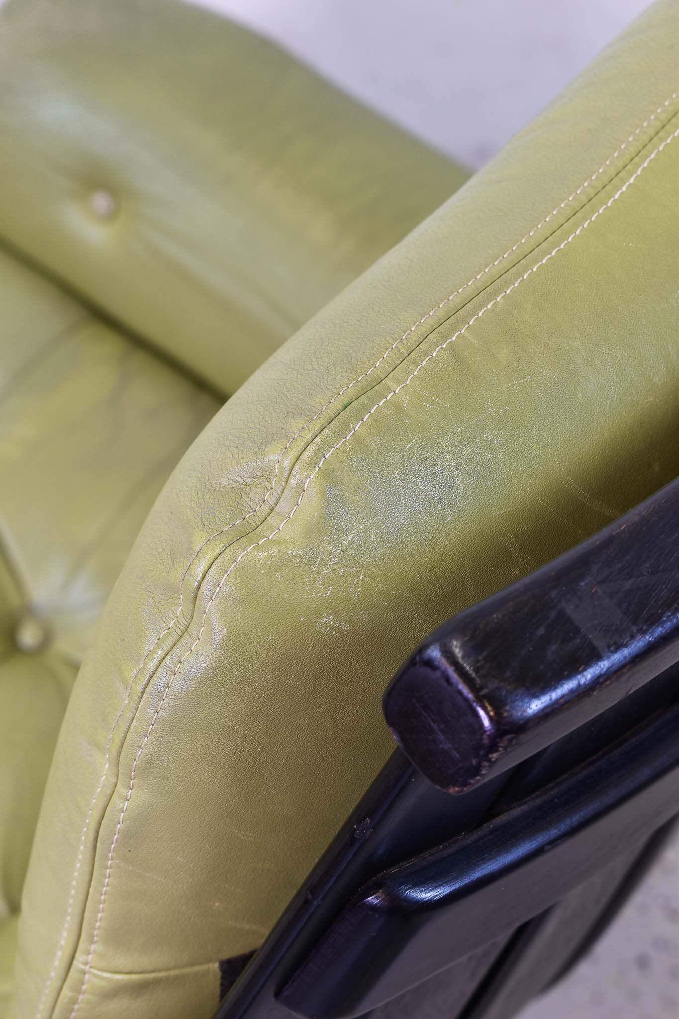 Leather swivel armchair