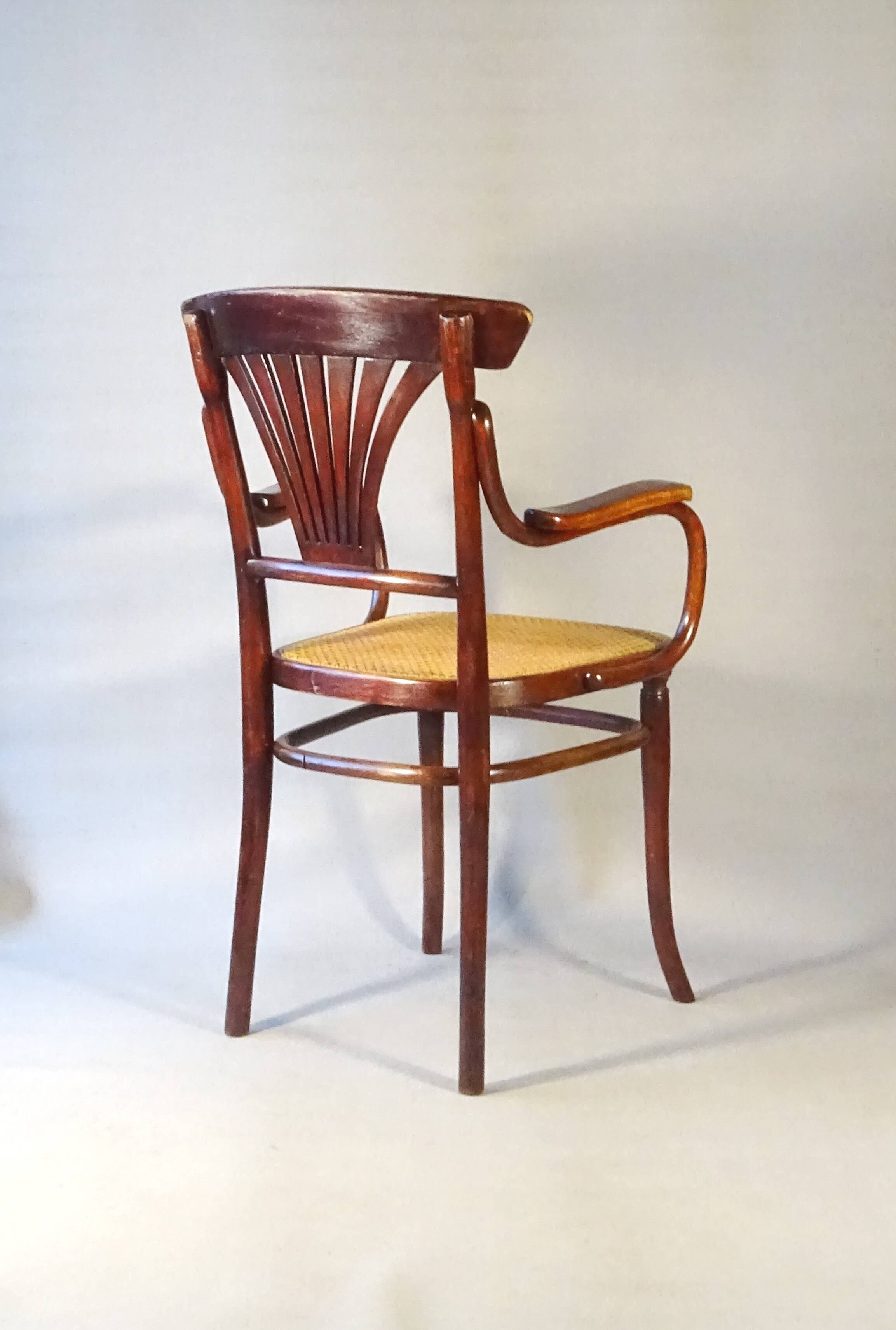 Thonet Armchair No. 221 with bronze decoration, circa 1900 - new caning -