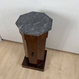 Biedermeier Drum Cabinet in Walnut Veneer & Marble, France, 1830s