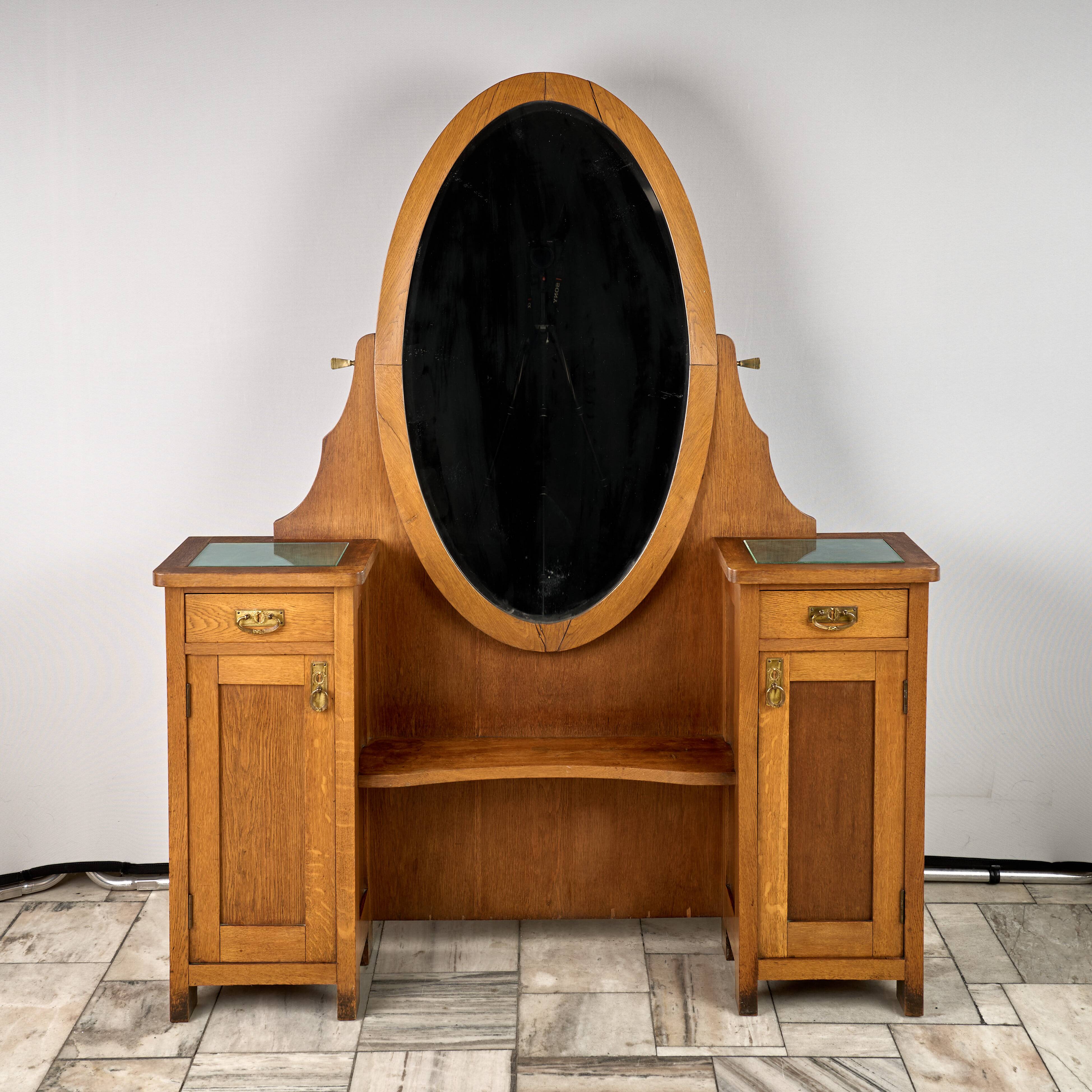 Antique Wooden Vanity, 1920s, Czechoslovakia