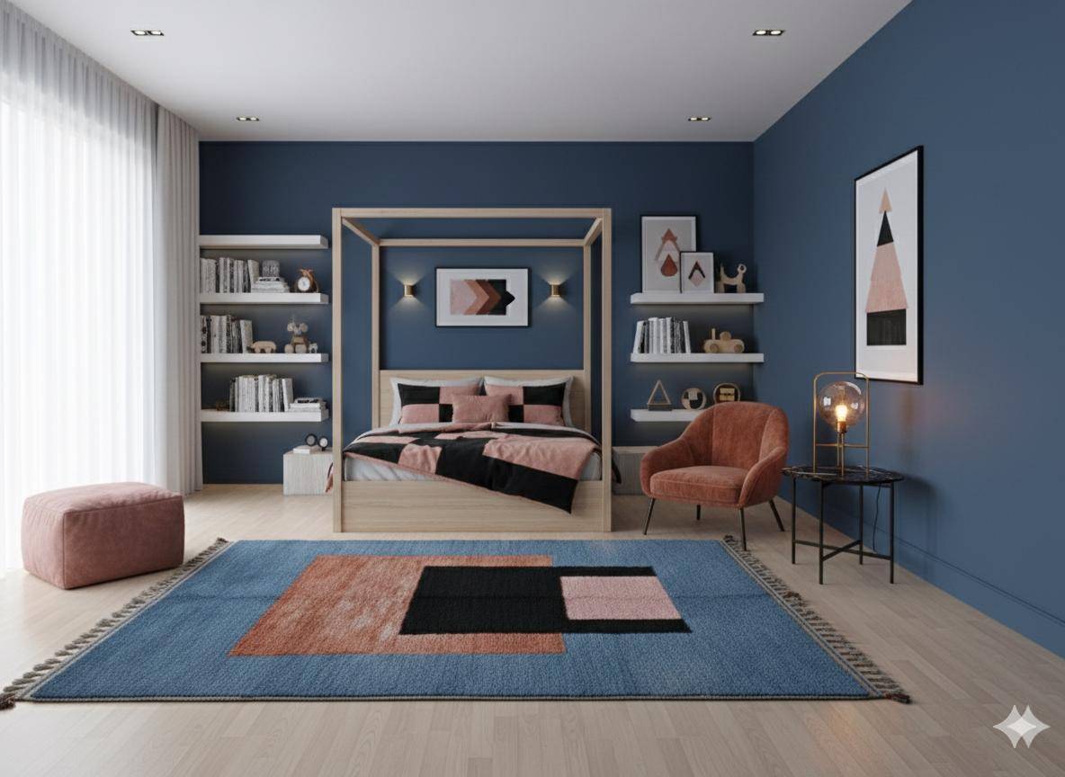 Handwoven Moroccan rug, natural wool, 250cm x 150cm, elegant decoration.