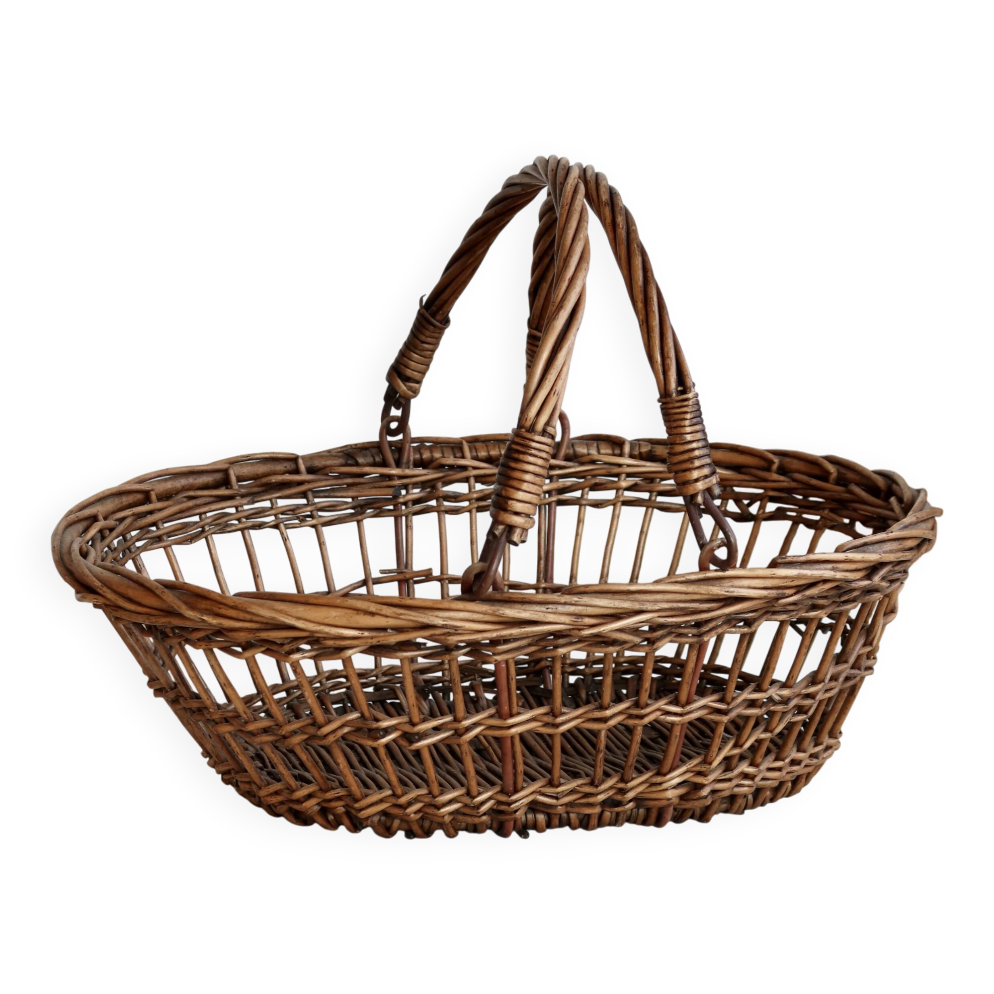 Vintage oval wicker basket – Double handles