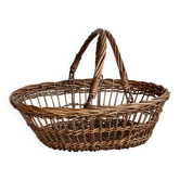 Panier vintage en osier ovale ajouré – Doubles anses