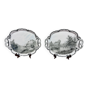 Paire de plats en faïence