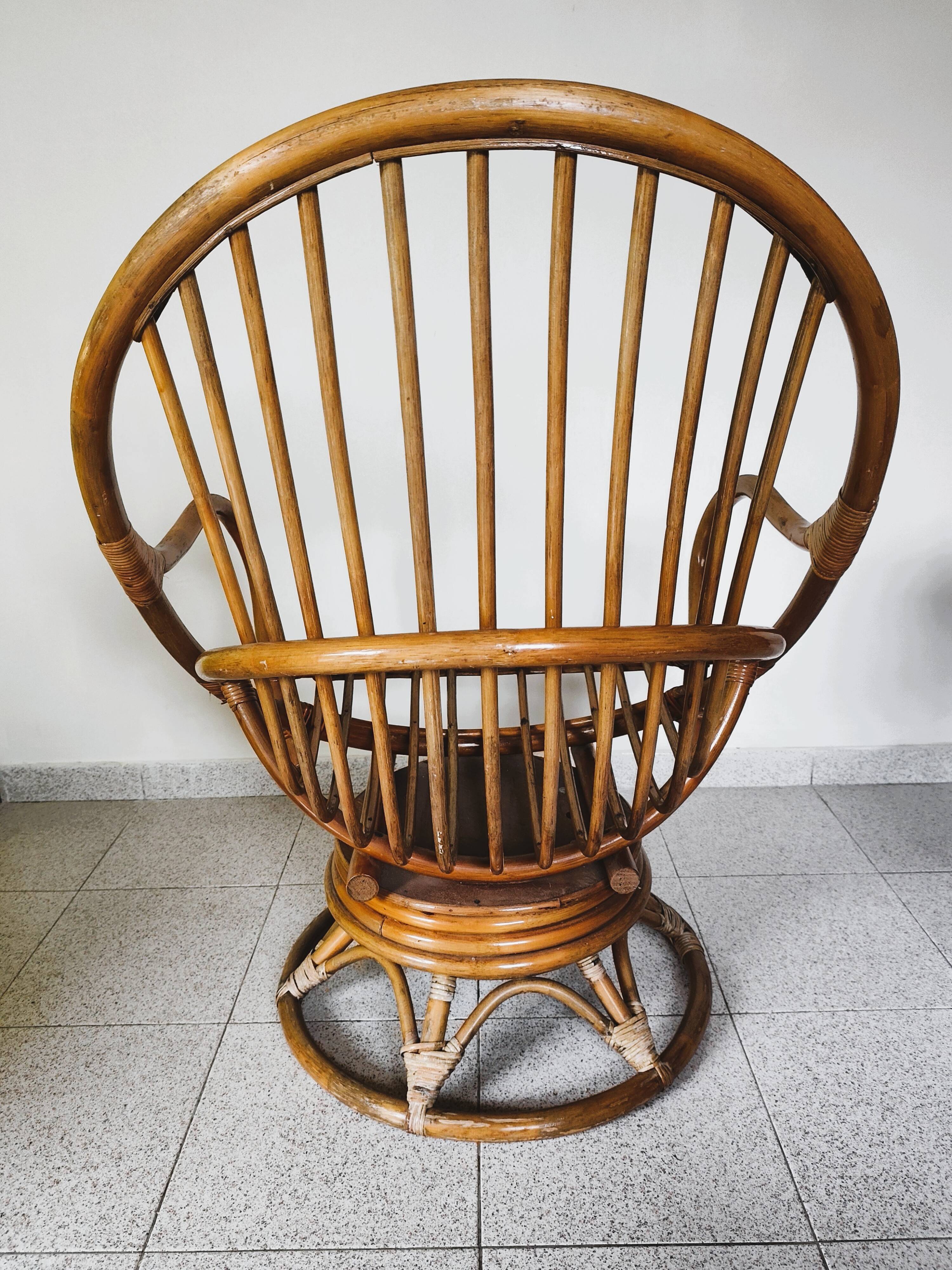 Vintage rattan swivel chair