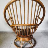 Vintage rattan swivel chair
