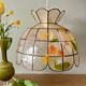Vintage mother-of-pearl and brass lampshade pendant light with flower decorations