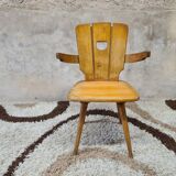 Brutalist wooden chair 1960