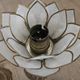 Pair of brass and mother-of-pearl lotus bedside lamps