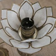 Pair of brass and mother-of-pearl lotus bedside lamps