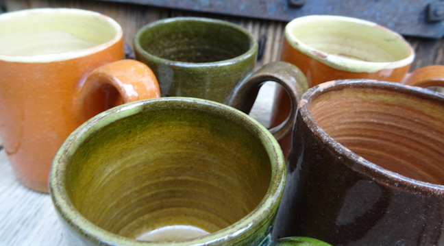 Stoneware coffee mugs