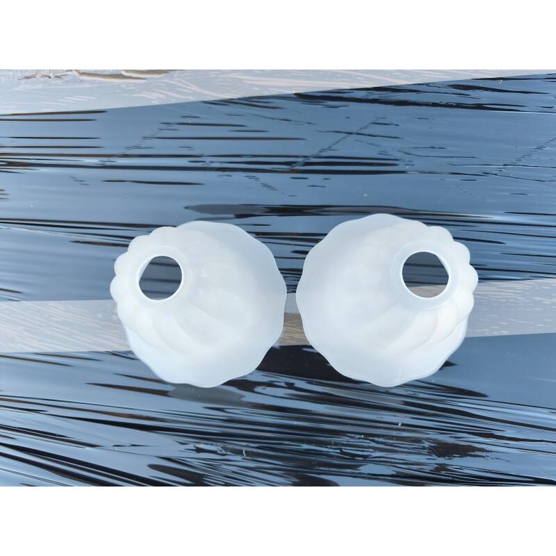 Pair of antique opaline glass tulips