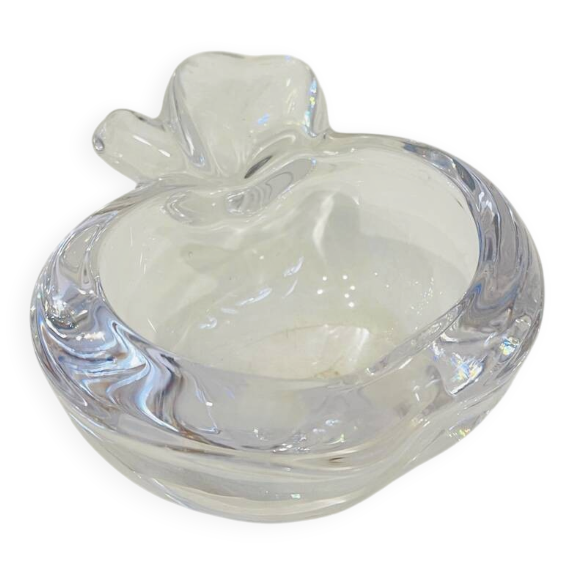 Crystal apple-shaped catchall – Vannes-le-Châtel, 1970s