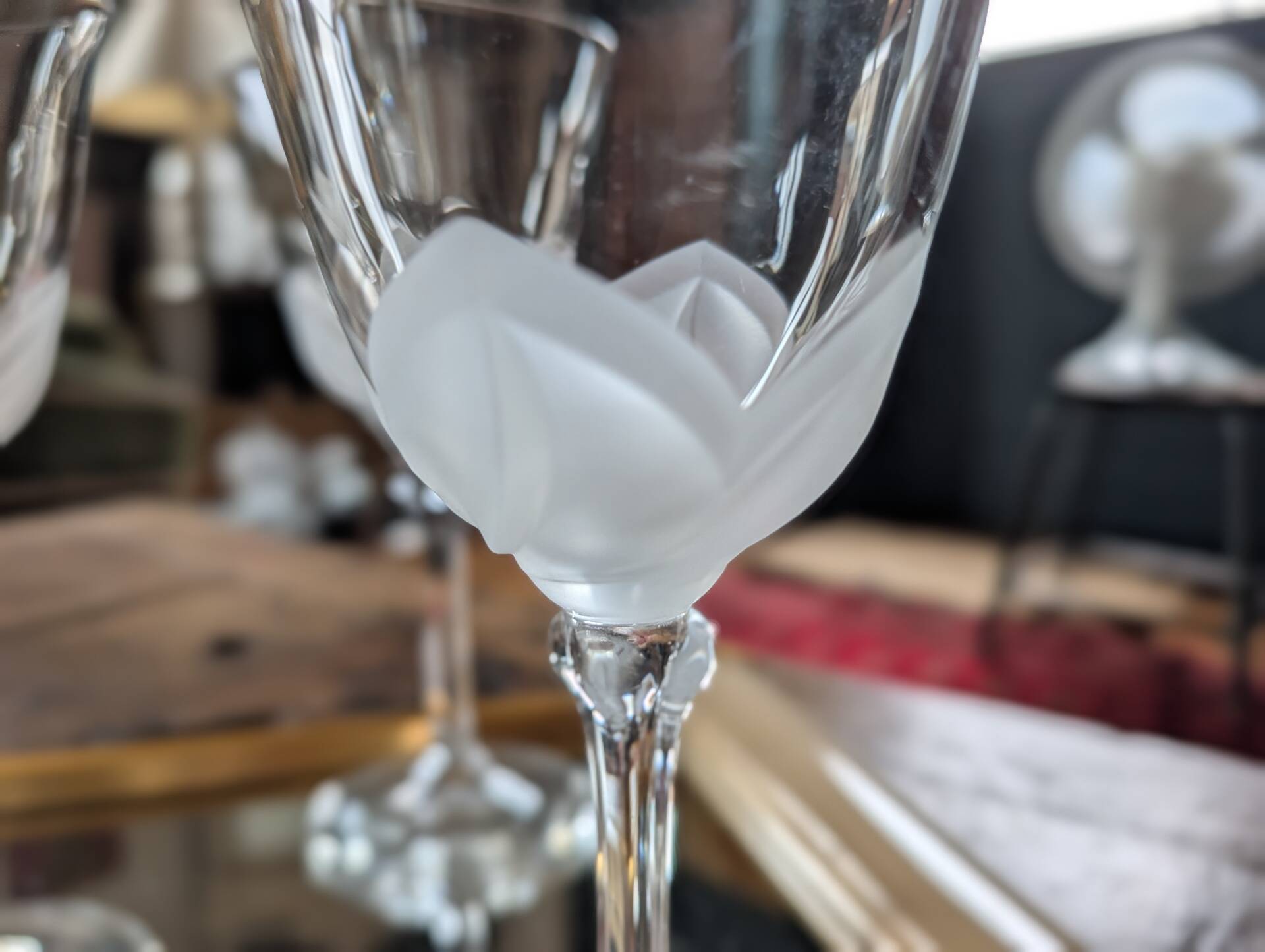 6 crystal stem glasses from Cristal d’Arques Folia – 1970s-1980s