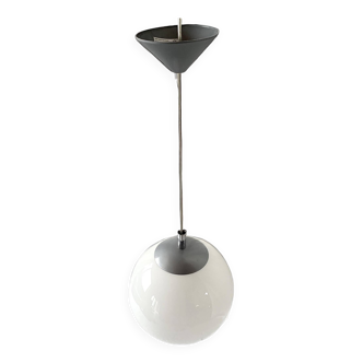 Vintage ball pendant light in white opaline