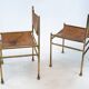 Set of 4 Brass and Leather Chairs by Luciano Frigerio, Italy, 1970s