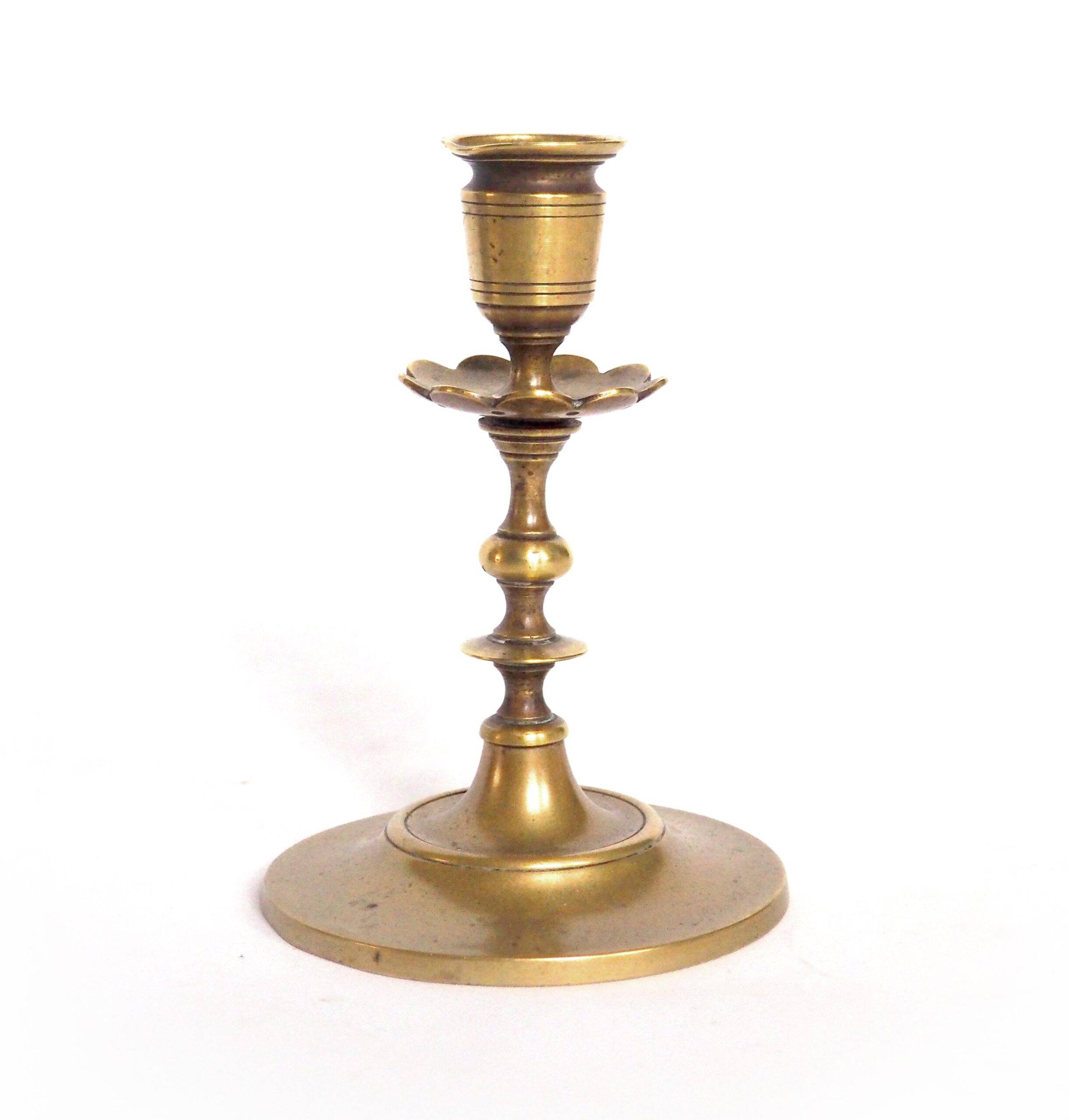 Brass candlestick with flower neck