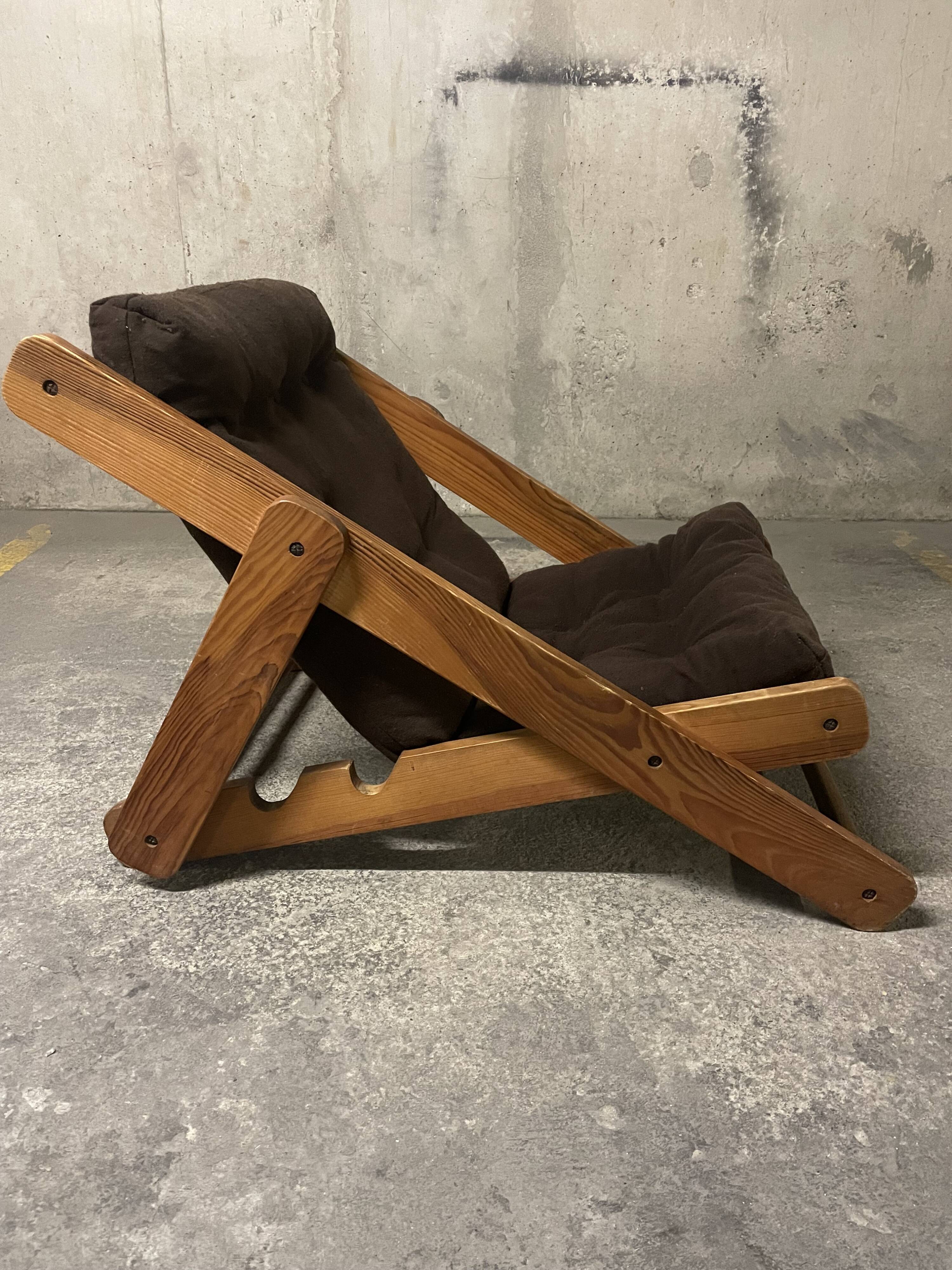 1960s pine folding armchair