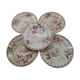 Set of 5 vintage flat plates decorated with pink flowers