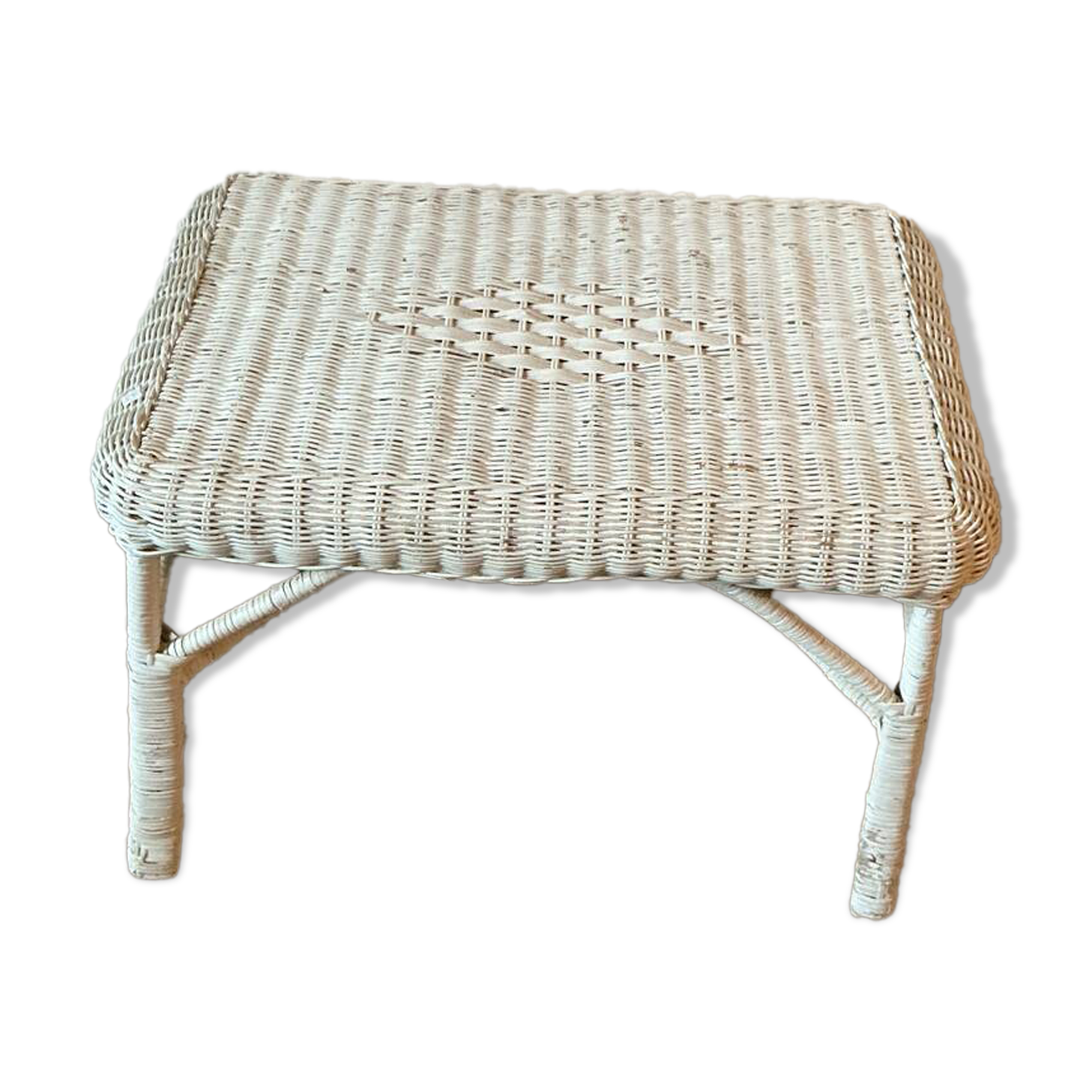 Vintage white rattan coffee table