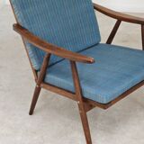 Pair of blue boomerang armchairs by Antonin Suman for Ton (Thonet) 1960