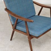 Pair of blue boomerang armchairs by Antonin Suman for Ton (Thonet) 1960