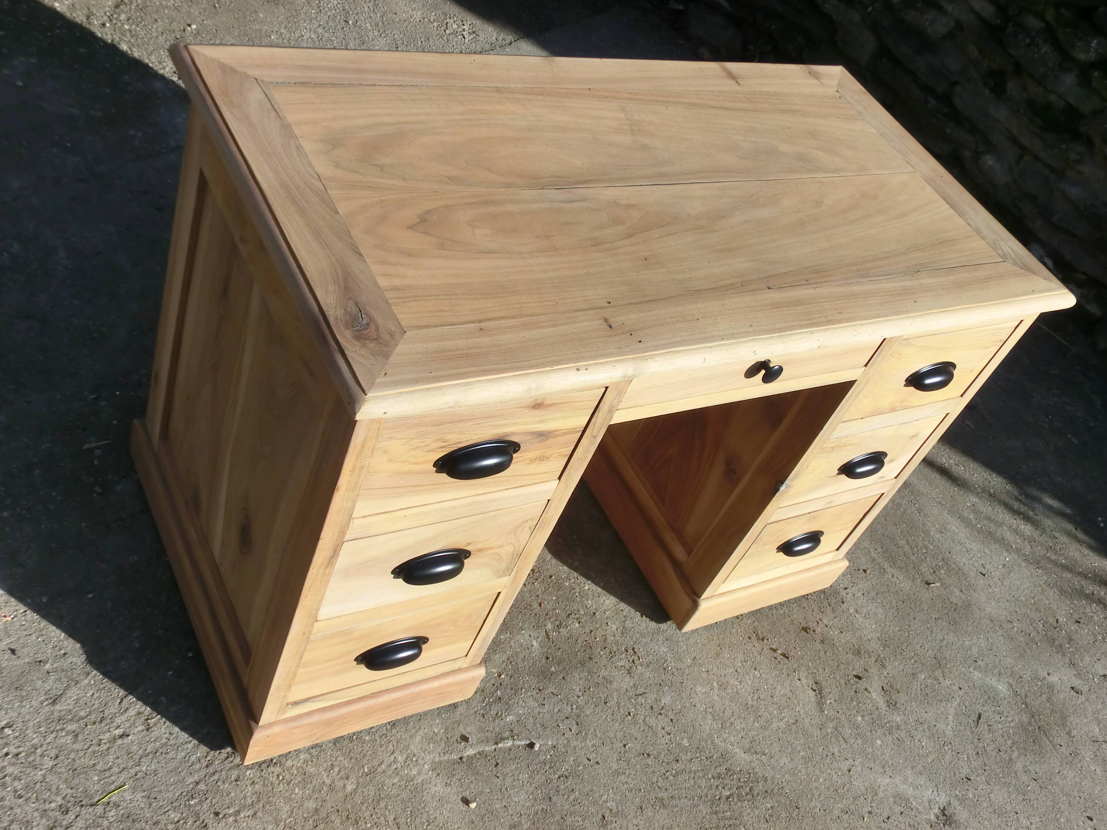 Magnificent old professional desk counter made of solid light walnut.