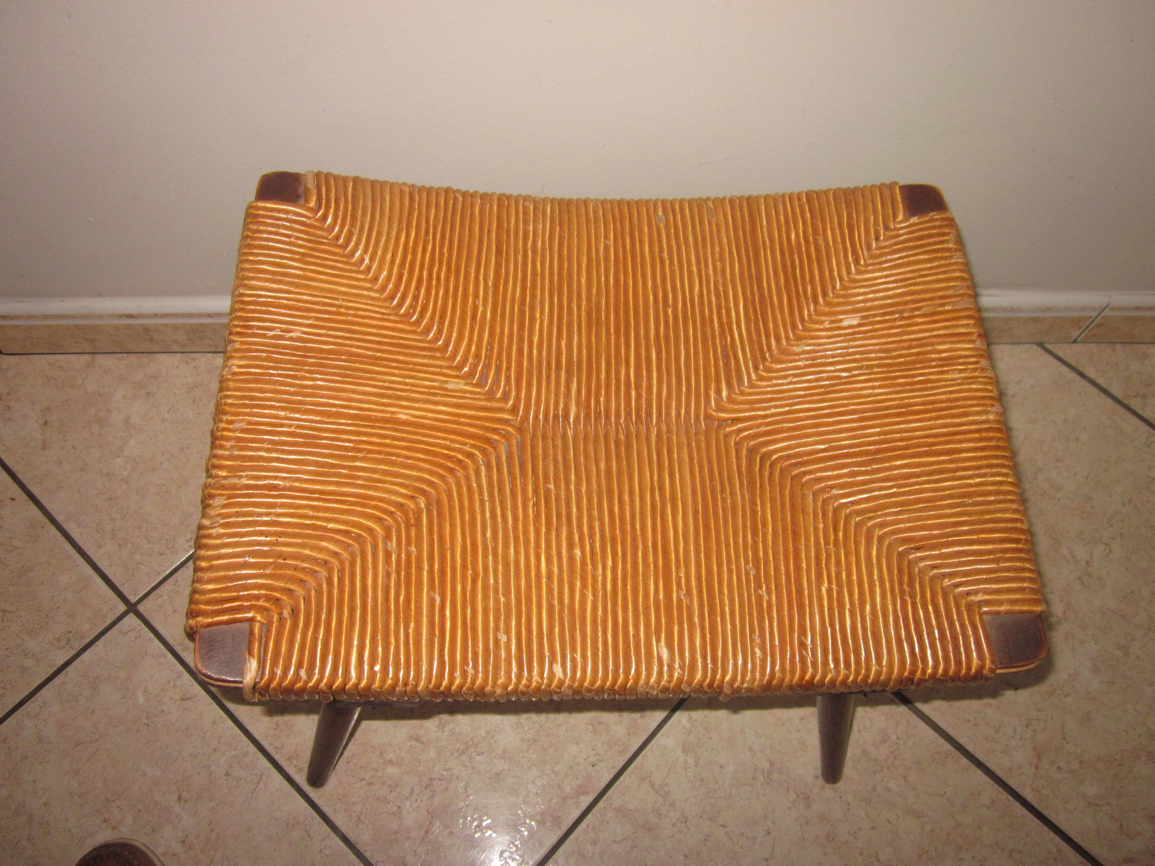 Tabouret vintage paille 1960