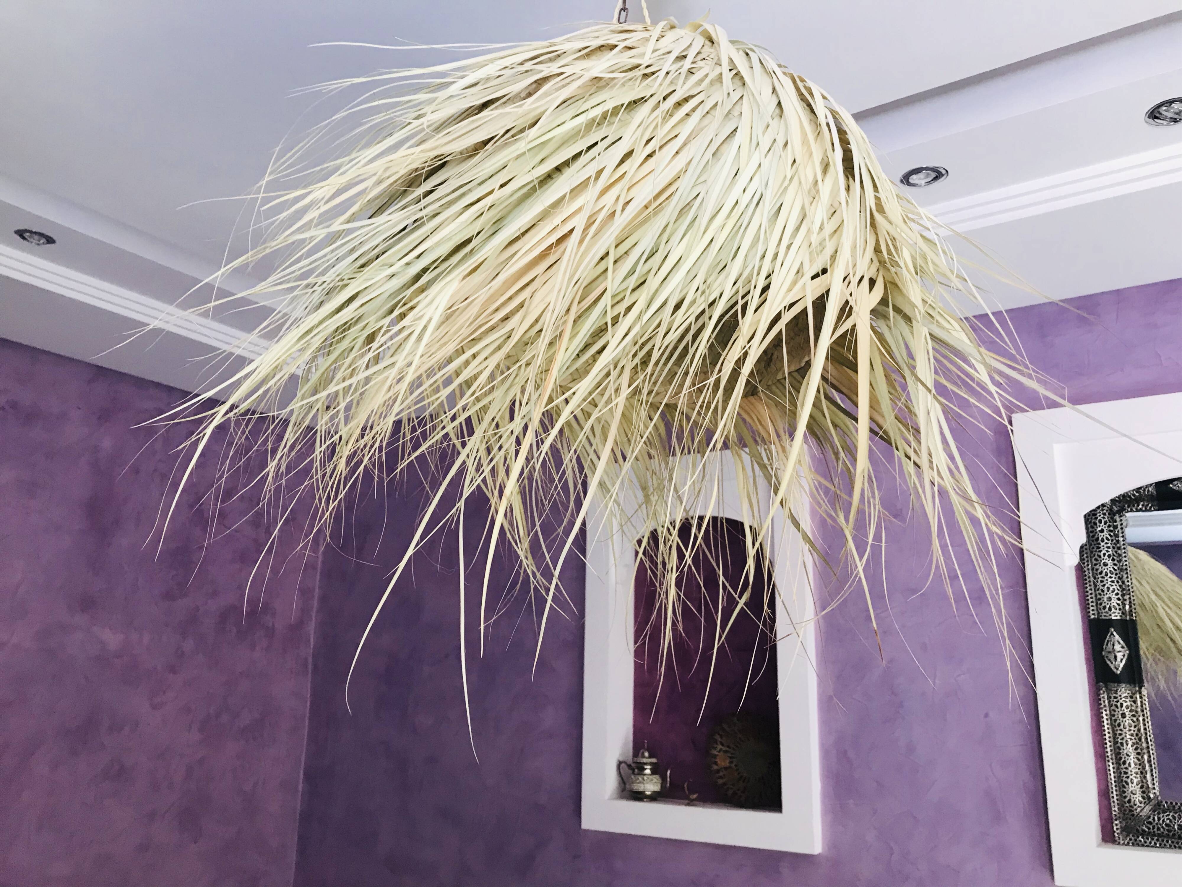 Bohemian straw pendant light 40cm - Ball, Wicker lampshade