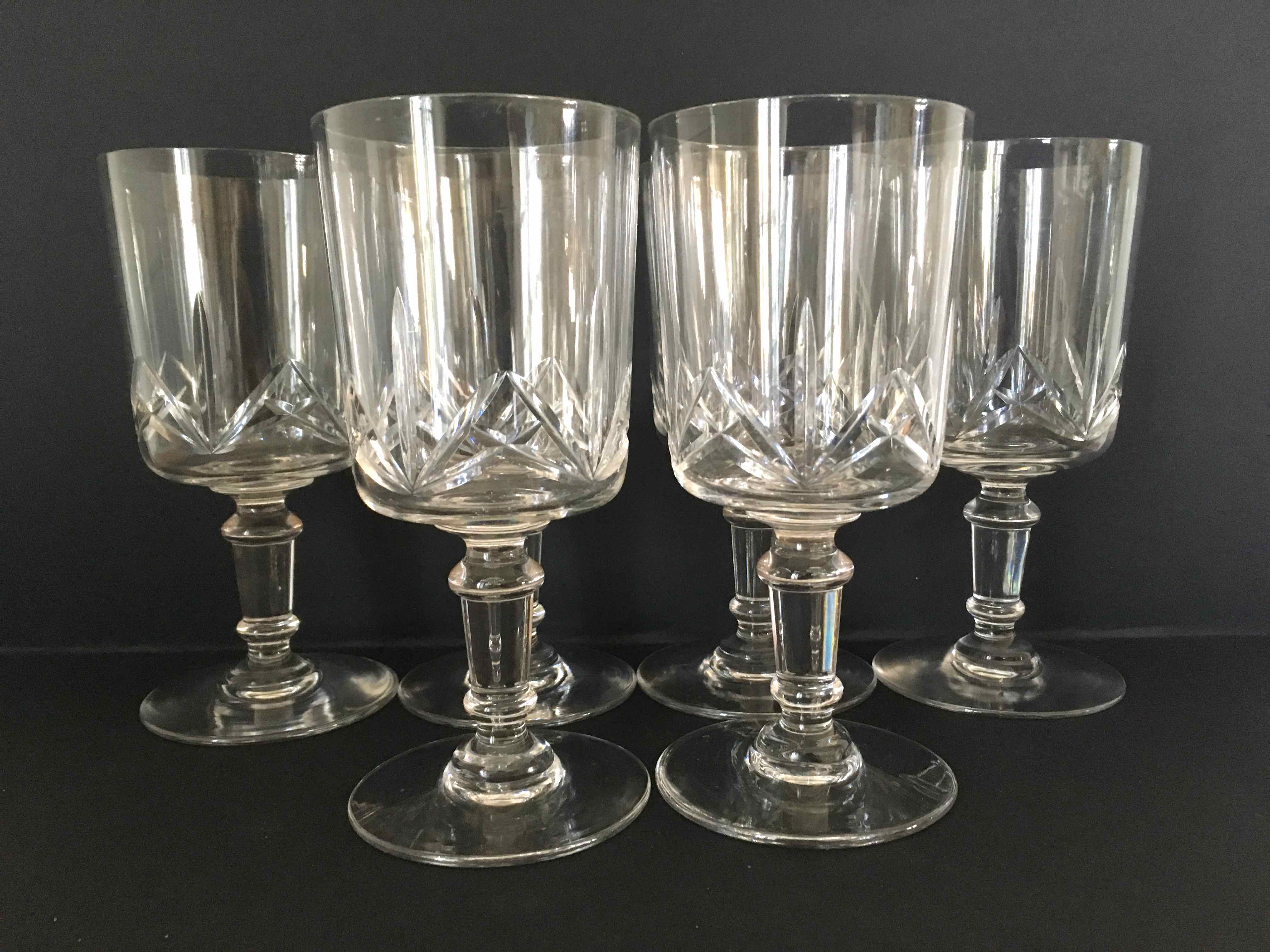 Set 6 cut crystal wine glasses