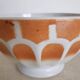 Large old bowl with piedouche in ochre yellow earthenware