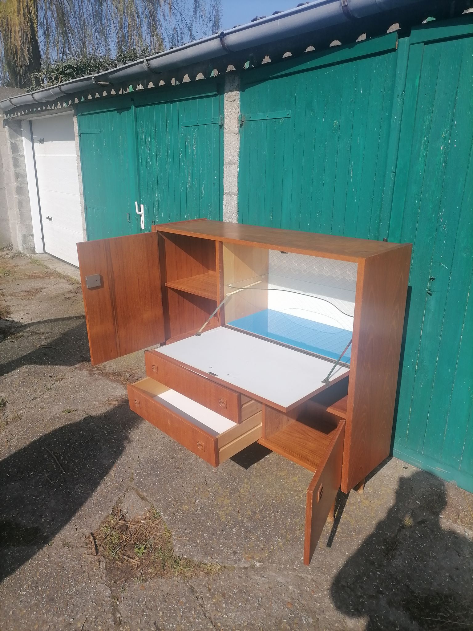 Old buffet furniture Scandinavian secretary wood vintage teak