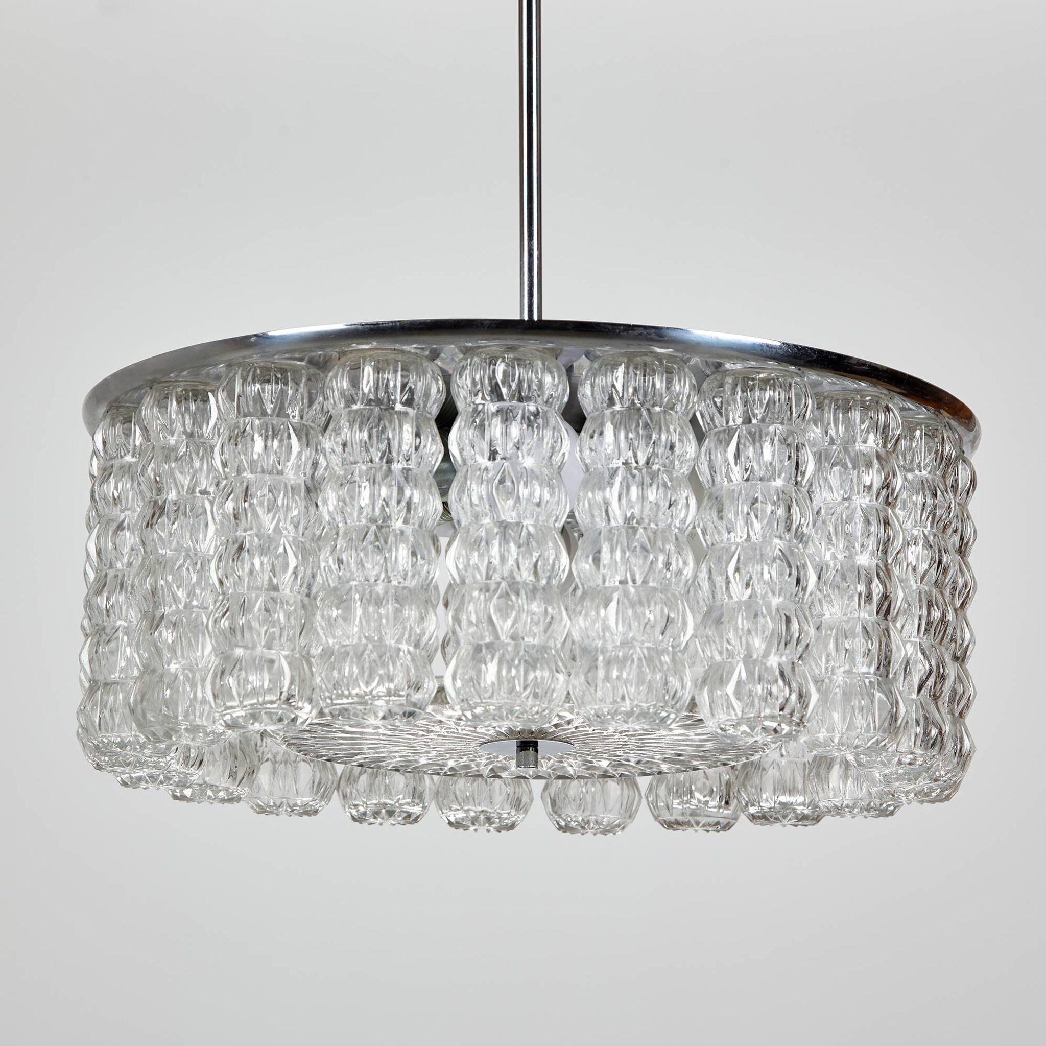 Glass and chrome chandelier
