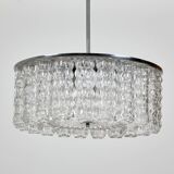 Glass and chrome chandelier