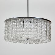 Glass and chrome chandelier
