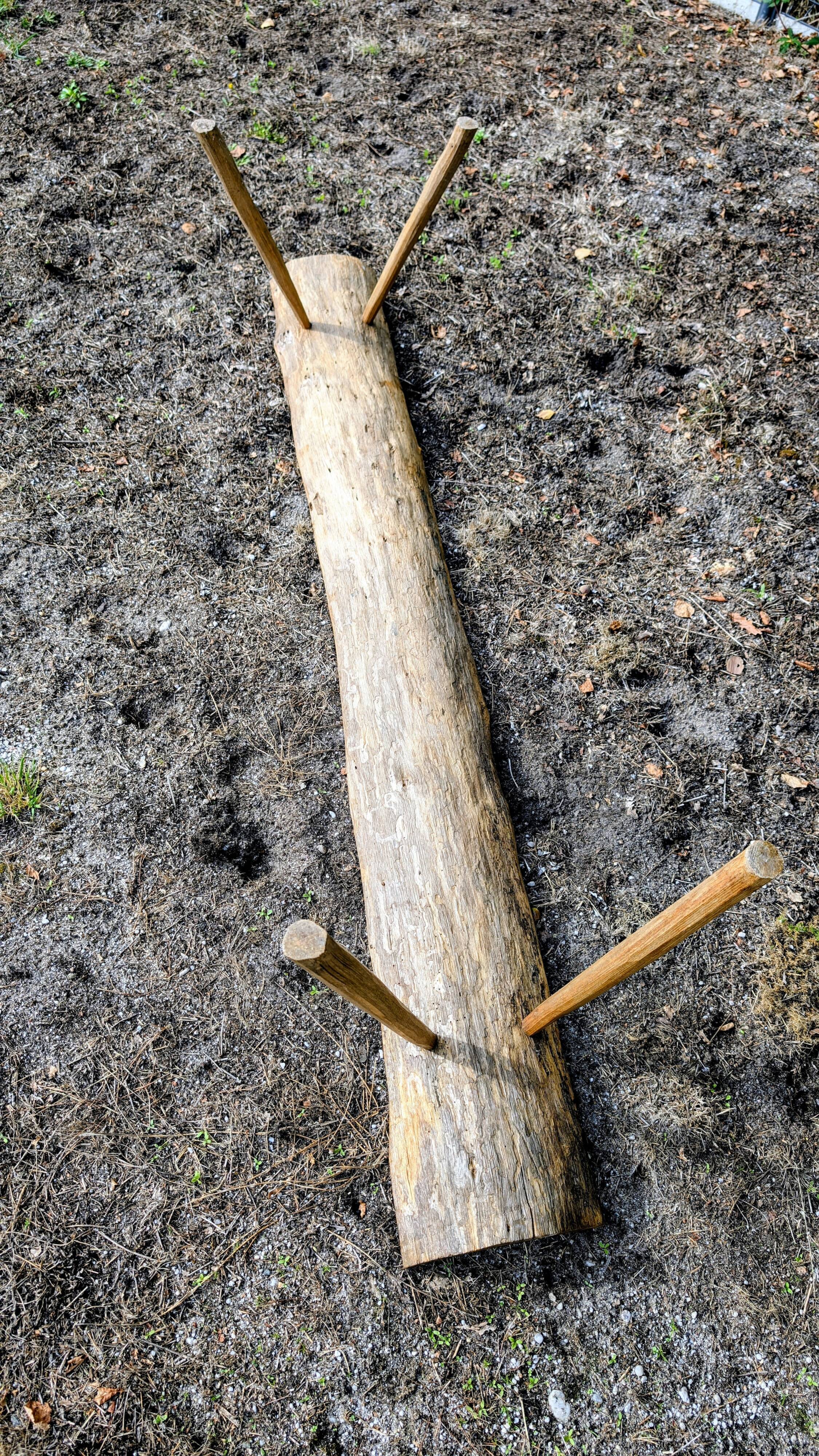 Pair of brutalist wooden benches – 70s design style