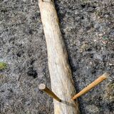 Pair of brutalist wooden benches – 70s design style