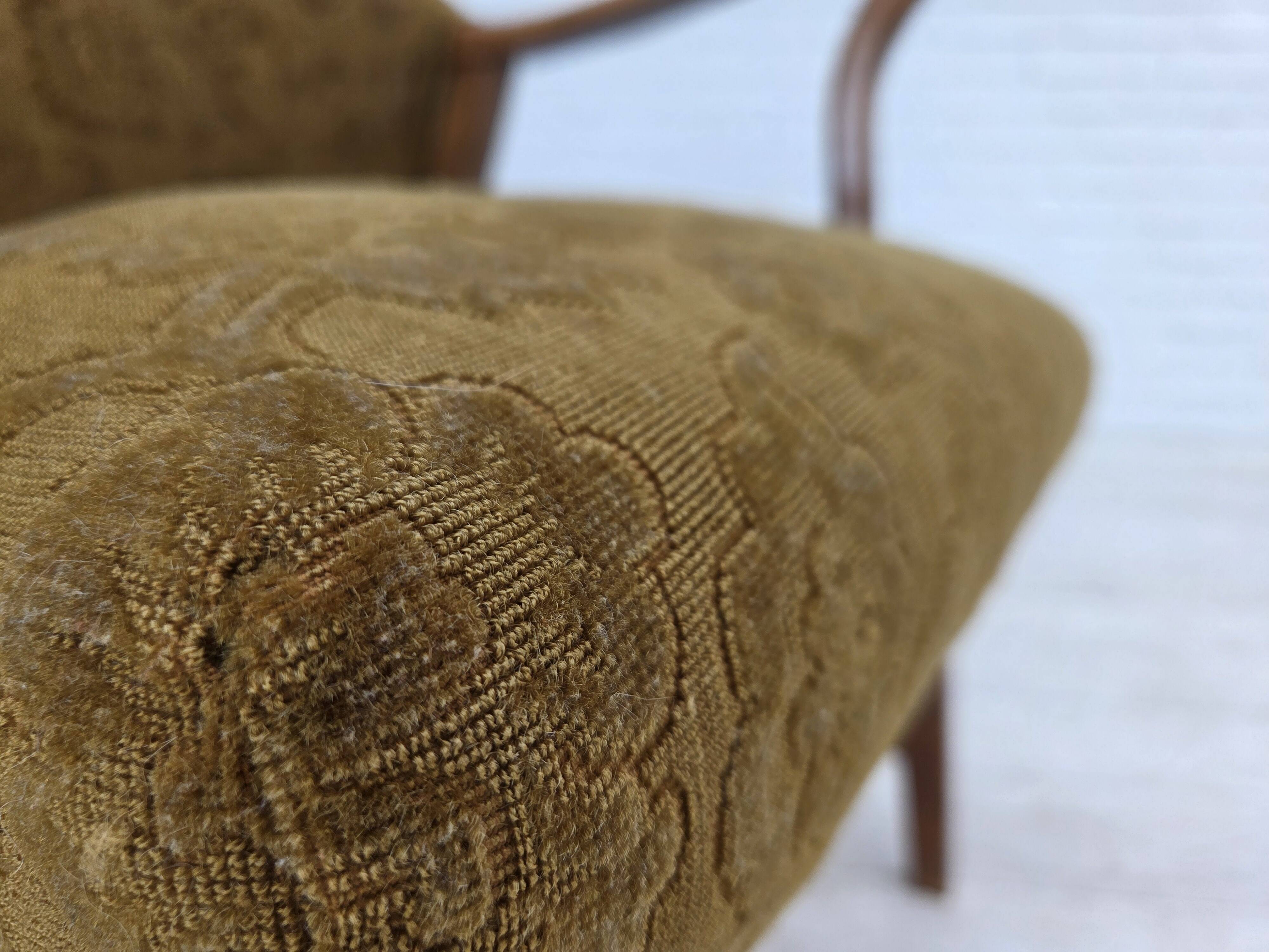 1960s, Danish vintage armchair, furniture wool, beech wood.