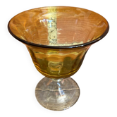 Empty Fruit Bowl Pocket Vase Transparent & Amber Vintage #D756