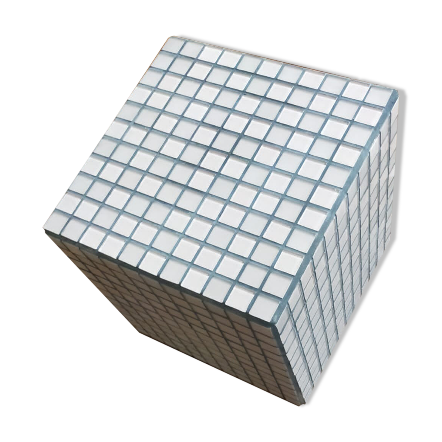 Ceramic tile cube, stool end of sofa